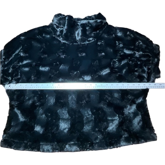 PATRY COLLEZIONI Faux Fur Cowl Neck Short Dolman Sleeve Top Italy 46 US Sz L - Picture 5 of 9